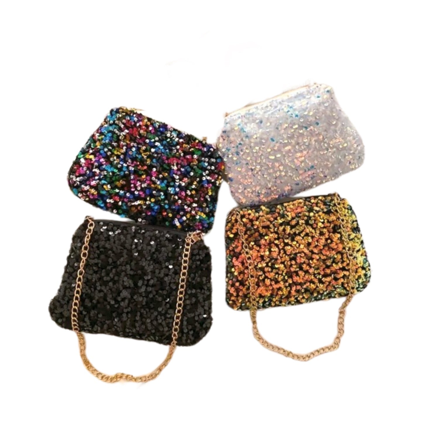 Sequin Iridescent White Bag