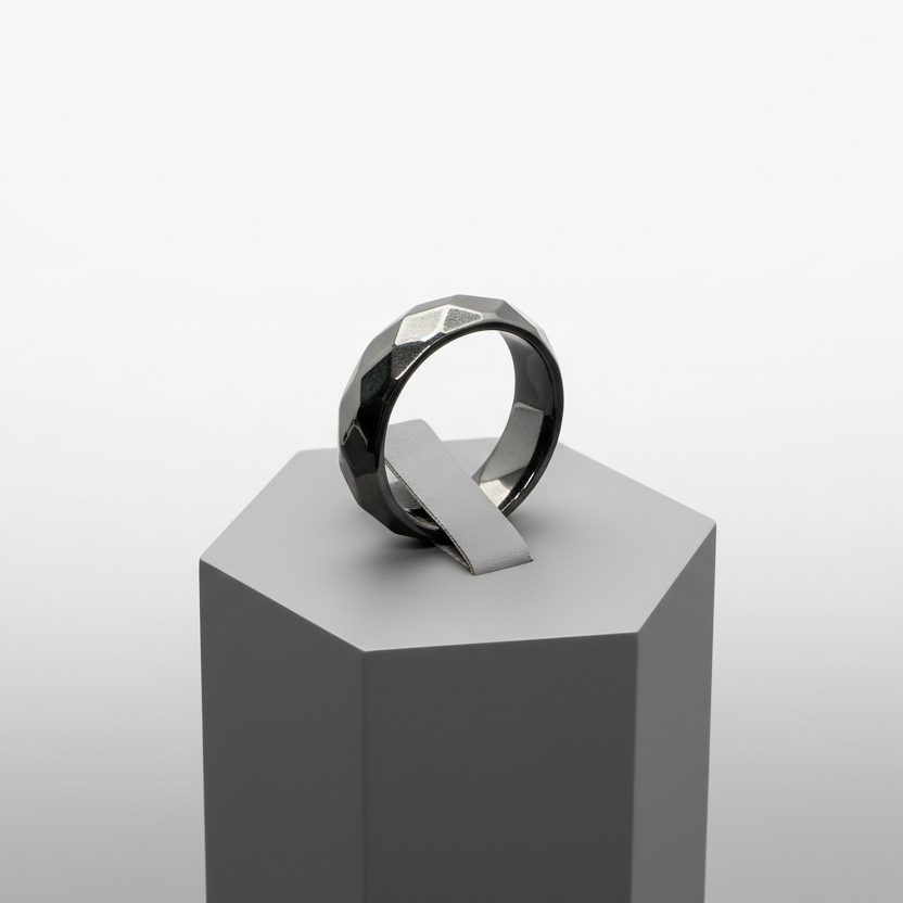 Bevel Cut Hematite Band