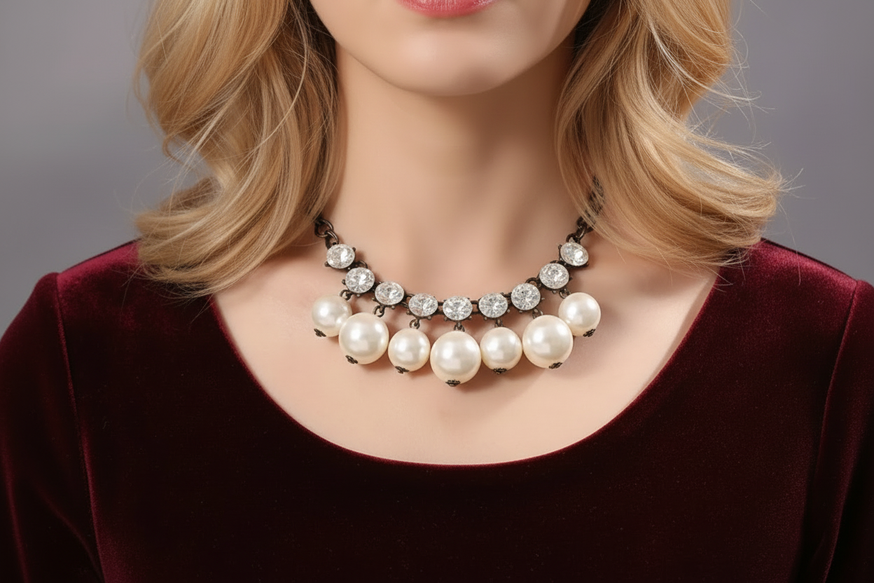Pearl Rhinestone Necklace