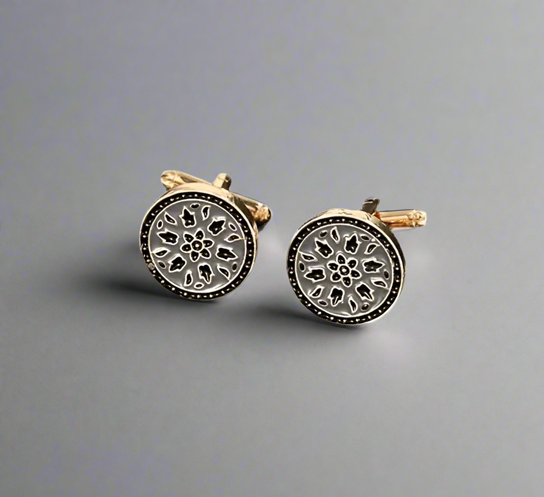 Gold Grey French Cufflinks