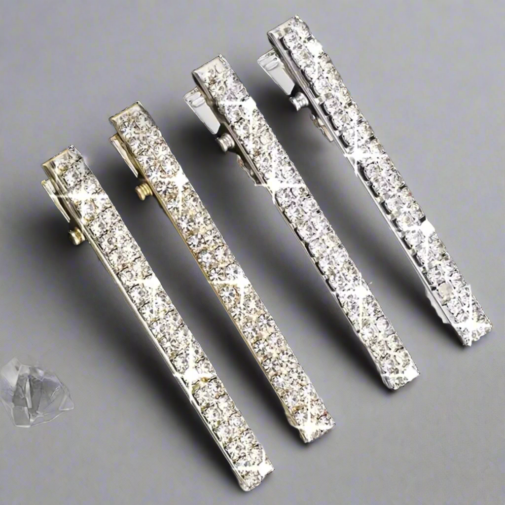 Rhinestone Gold Hair Clips