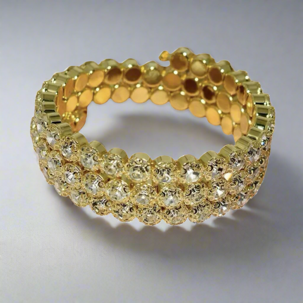 Clear Gold 3 Row Flexible Bracelet