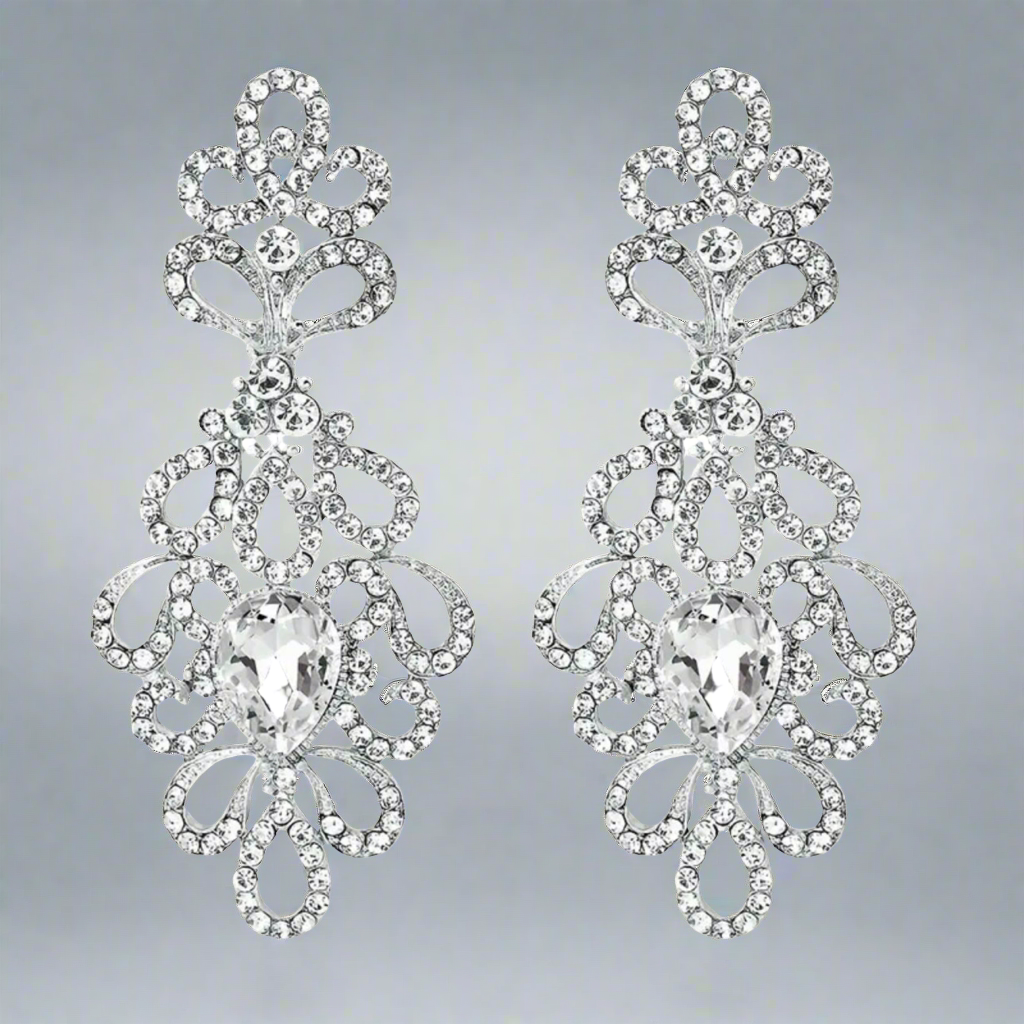 Rhinestone Silver Earrings