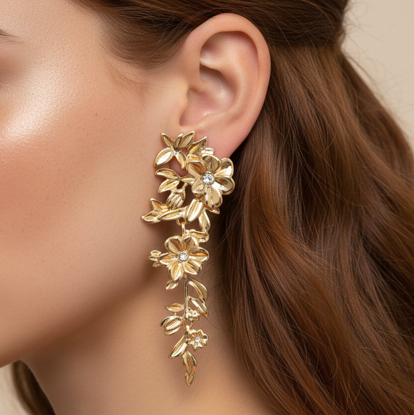 Floral Gold Earrings