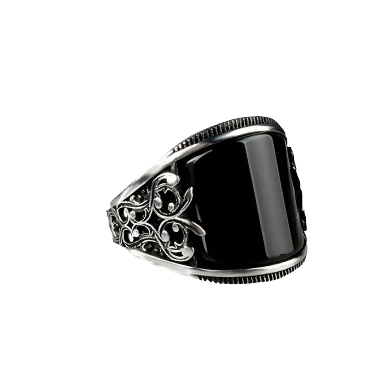 Fashion Ring in Black & Silver