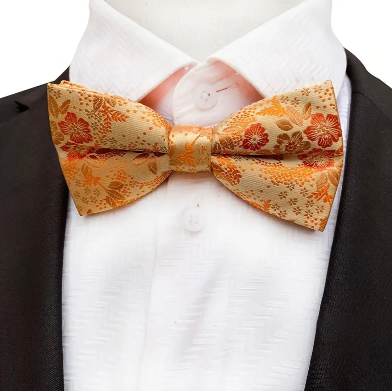Orange Floral Bowtie