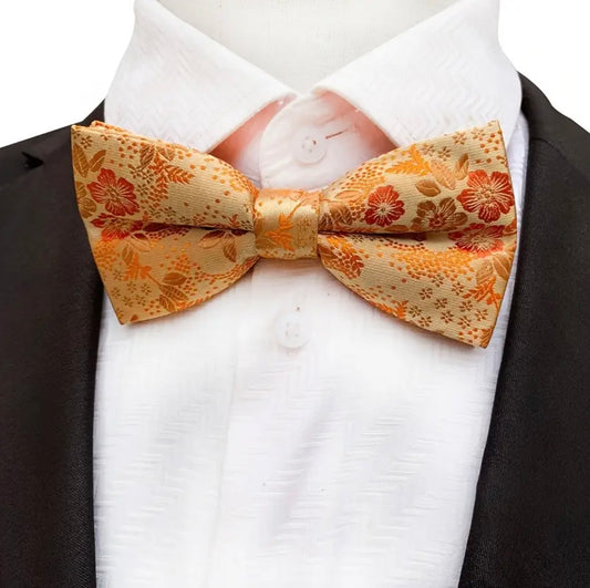 Orange Floral Bowtie