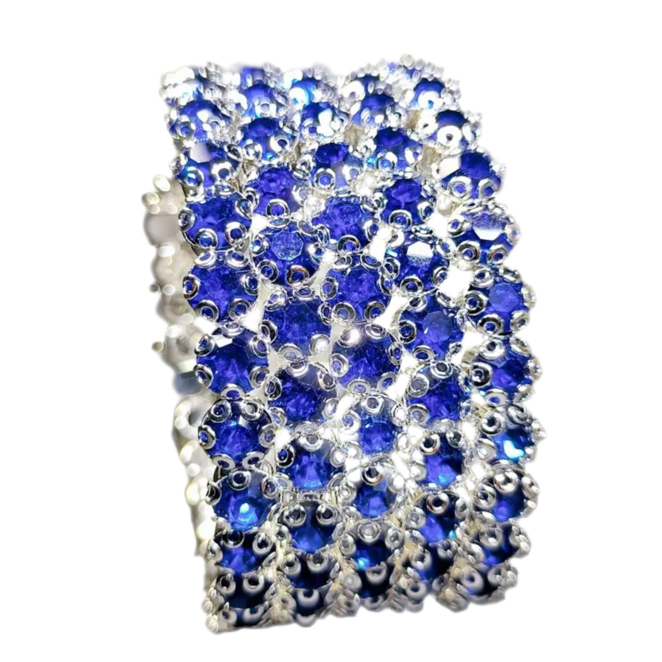Flexible 5 Row Rhinestone Bracelets-Silver Setting