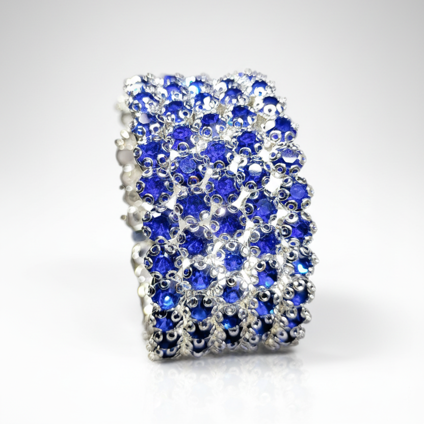 Flexible 5 Row Rhinestone Bracelets-Silver Setting