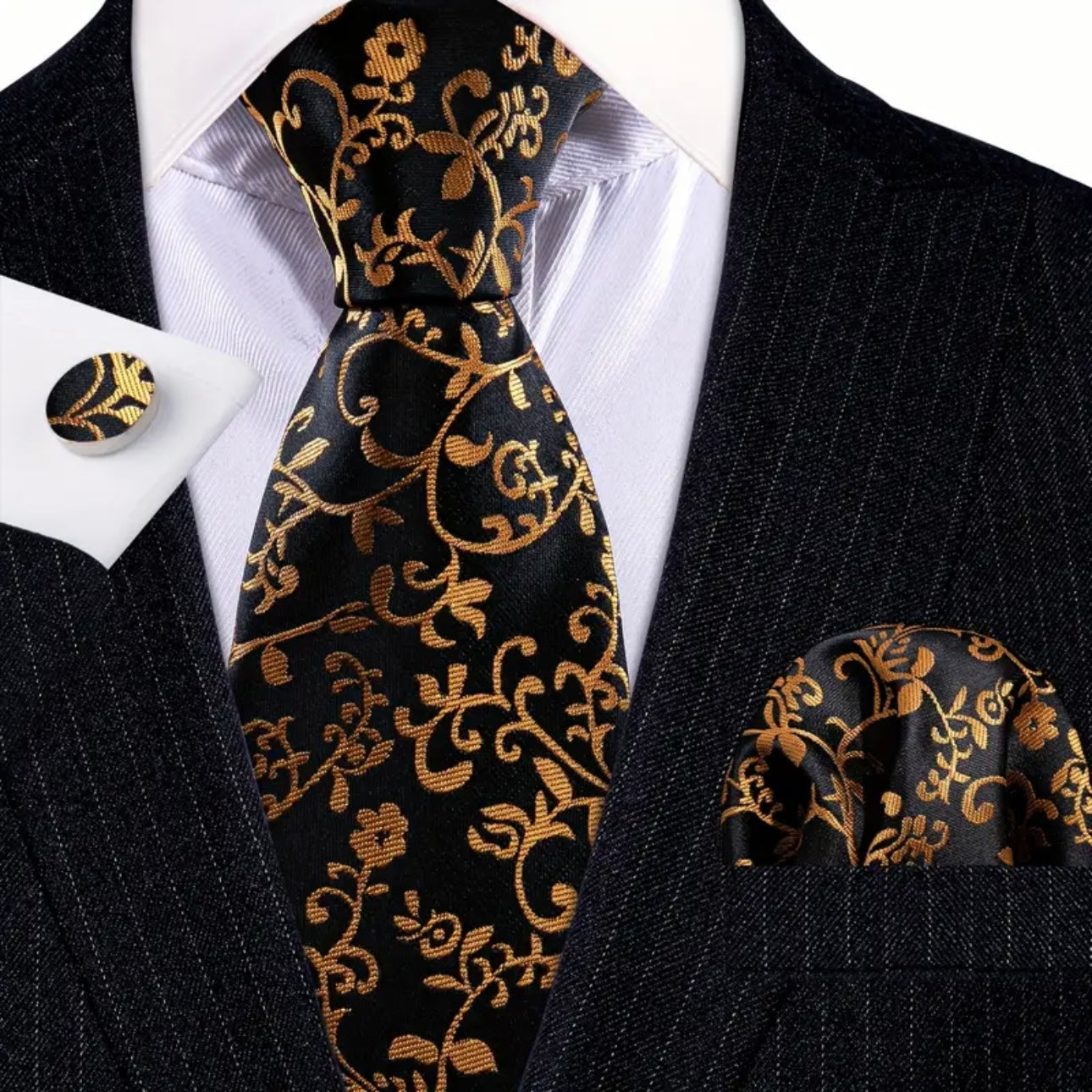 Gold & Black Barry Wang Necktie Sets
