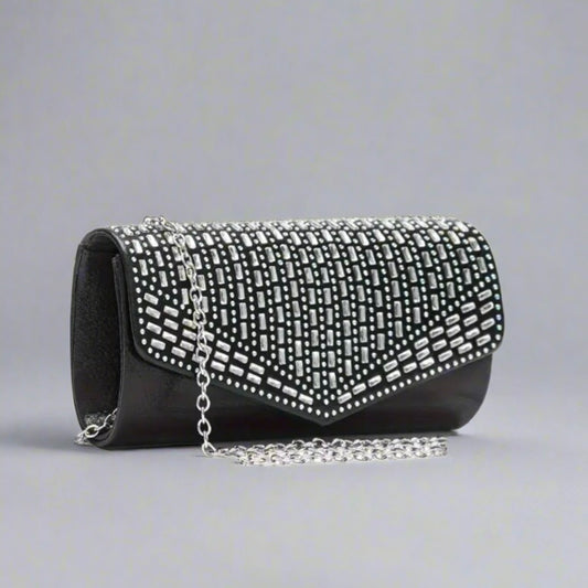 Black Rhinestone Evening Bag