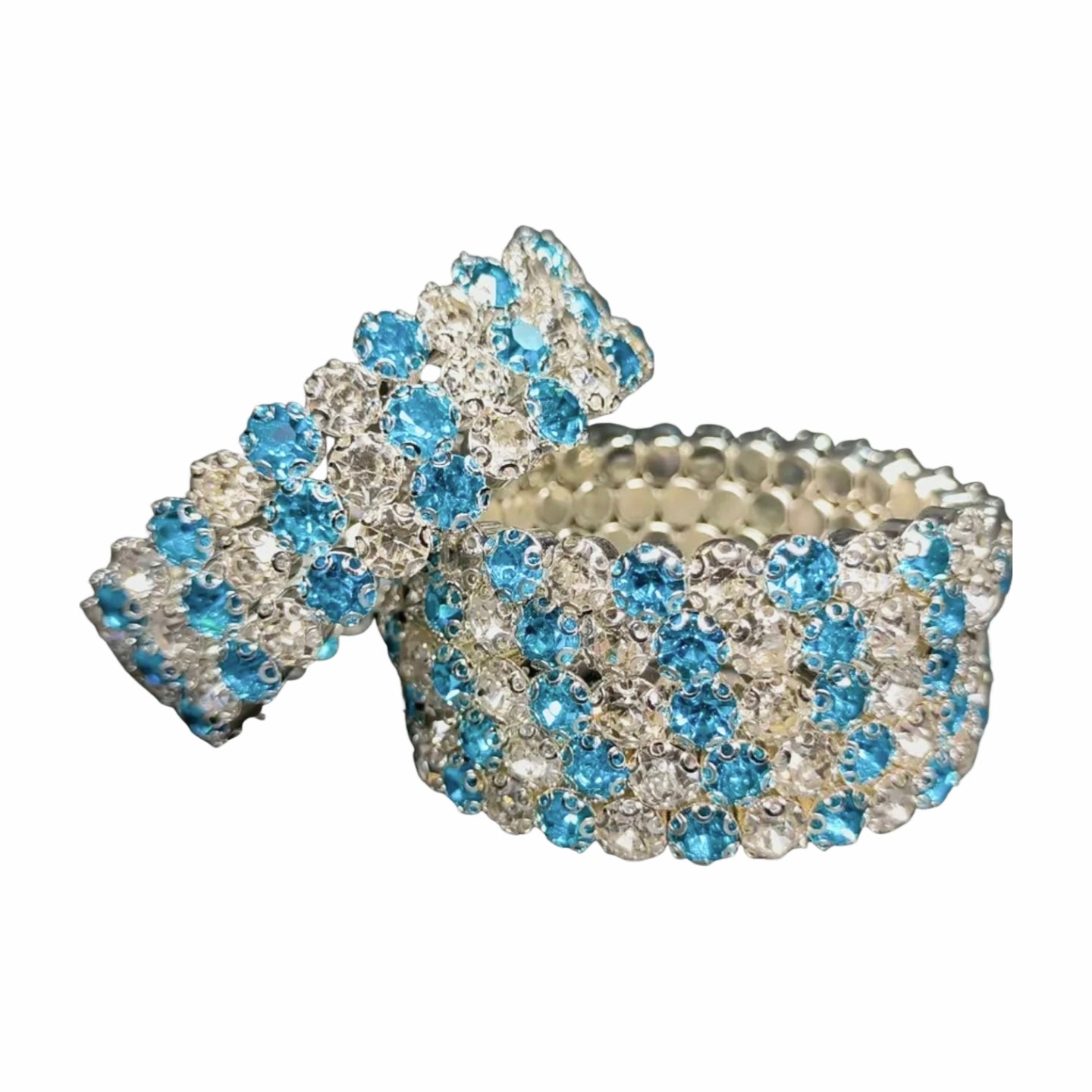 Blue Clear 5 Row Flexible Bracelet