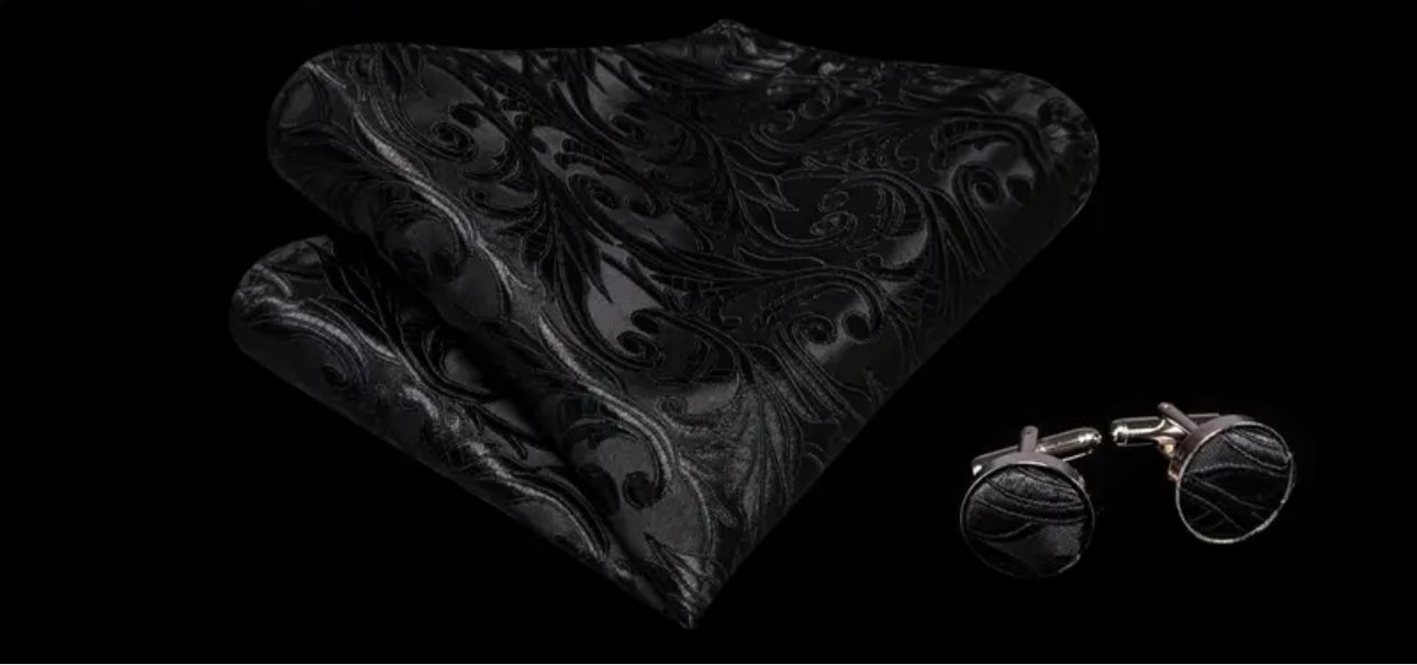 Black Scroll Bowtie Set