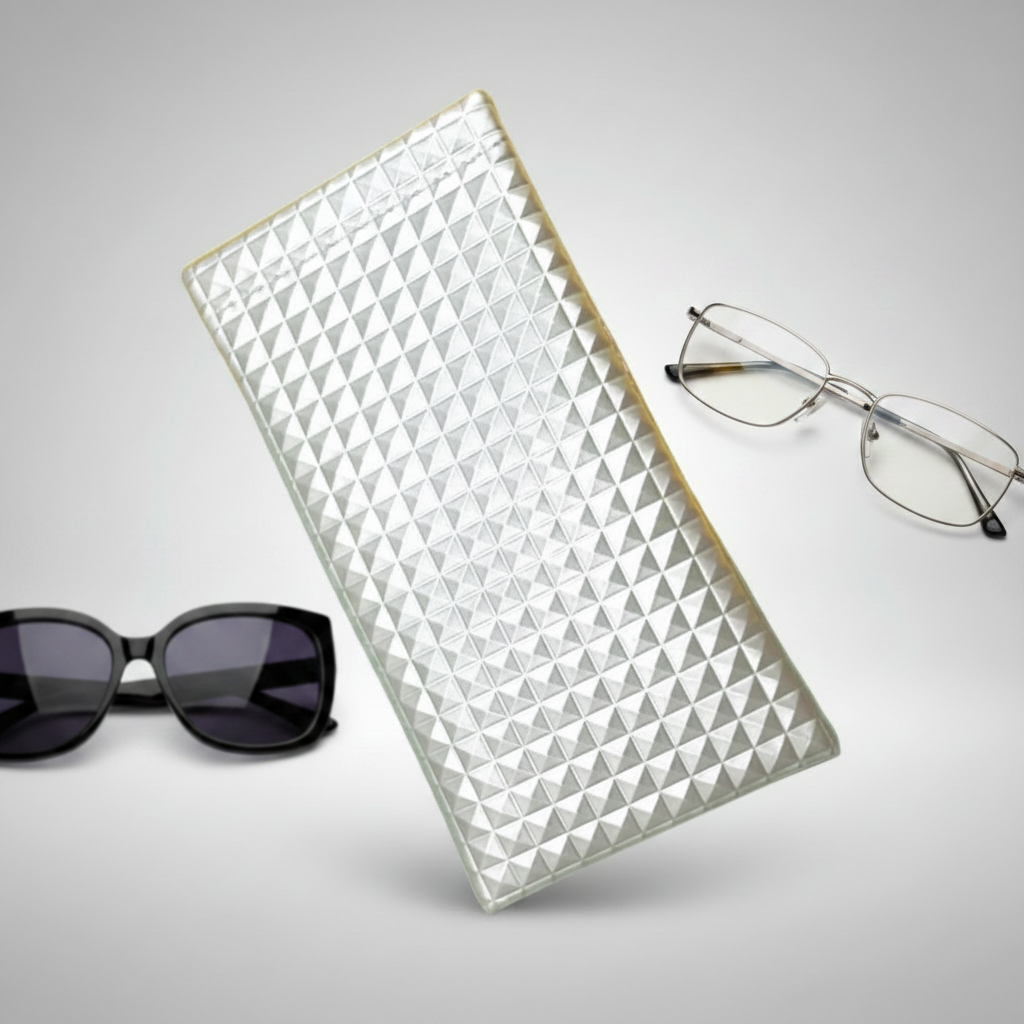 Textured Eyeglasses Case Silver