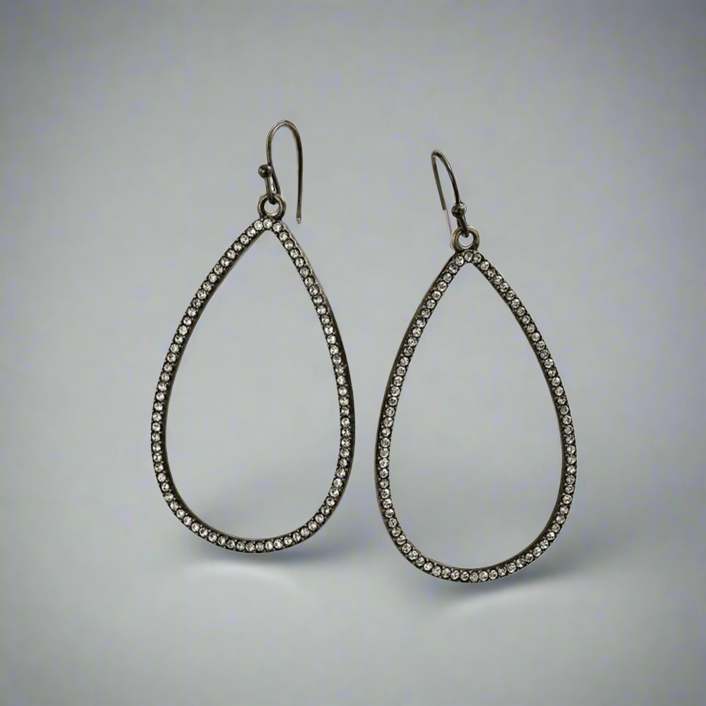 Bronze Rhinestone Water Drop Earrings