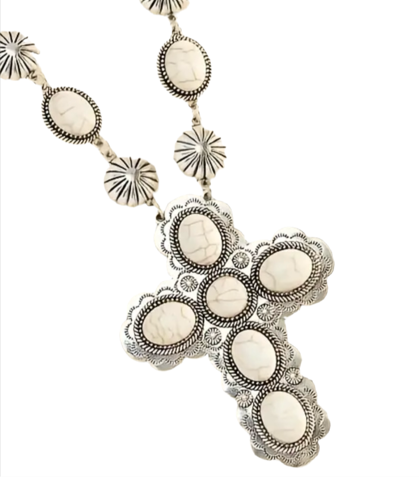 White Turquoise Cross Set