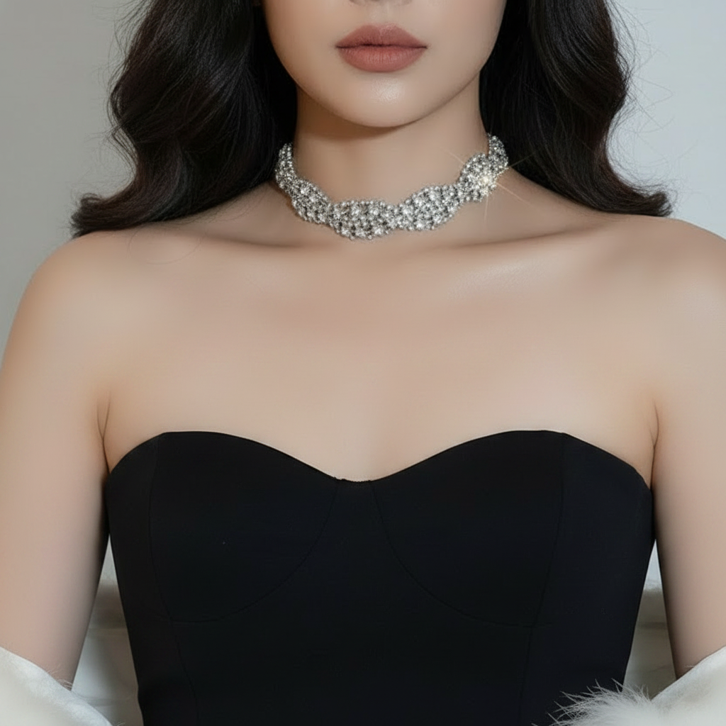 Sparkling Twist Choker Clavicle Necklace