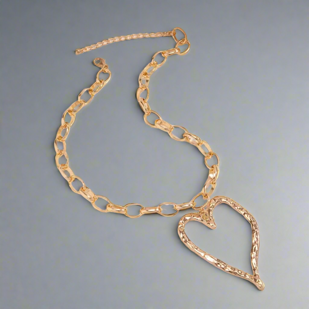 Exaggerated Heart Gold Necklace