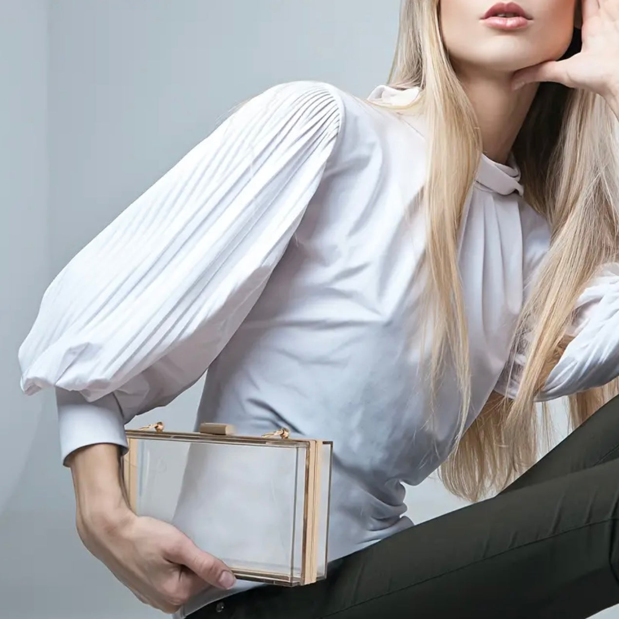 Clear Gold Clutch Evening Bag