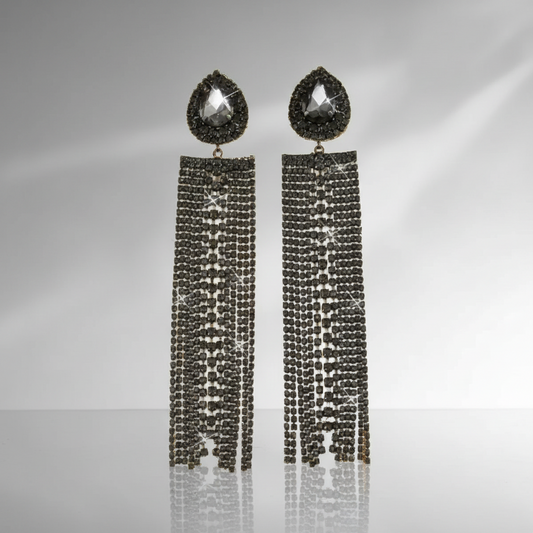 Exaggerated Rhinestone Tassel Earrings