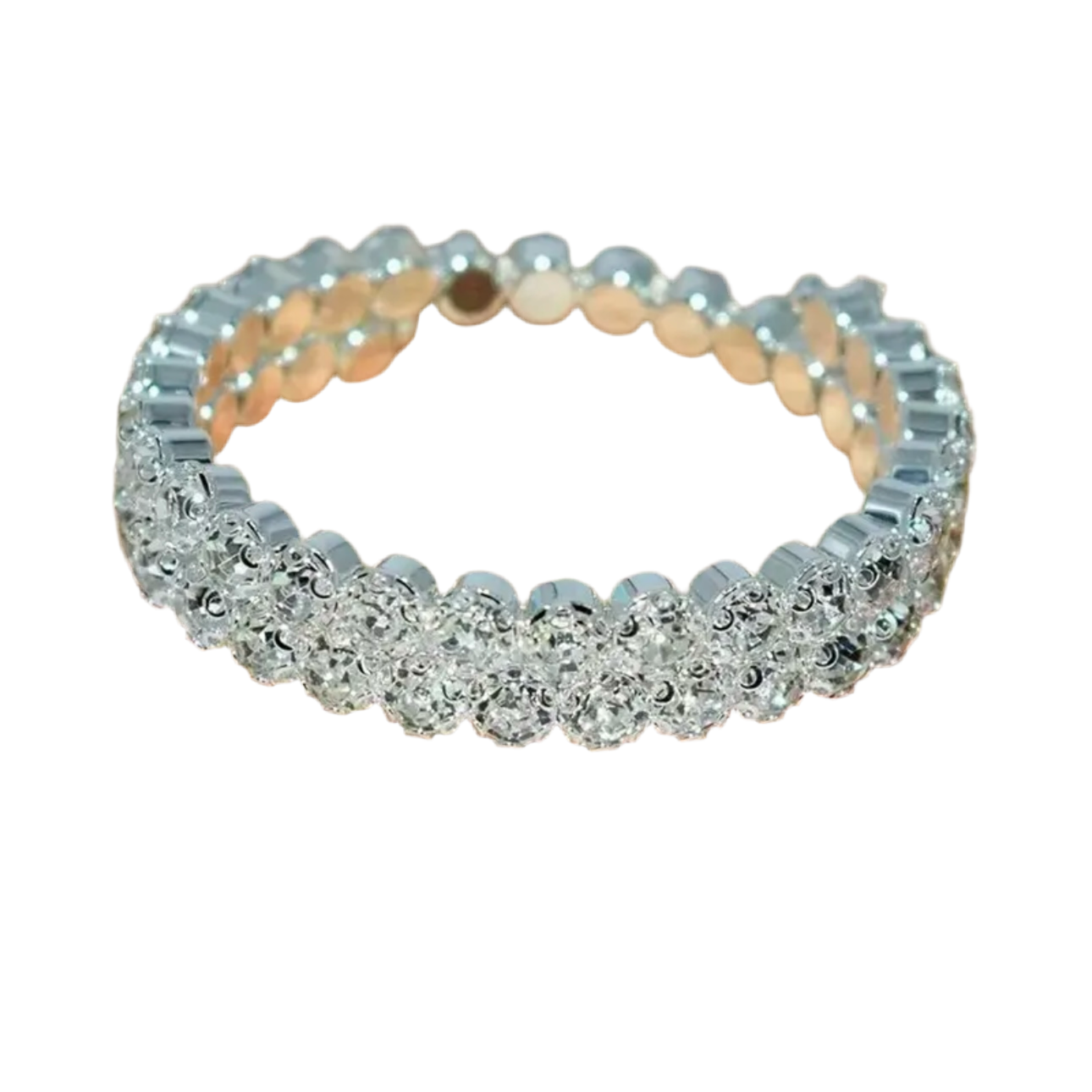 Clear Silver 3 Row Flexible Bracelet