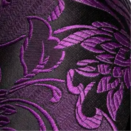 Purple Black Floral Necktie Set
