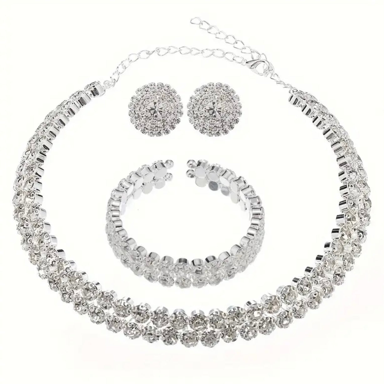 Round Rhinestone Jewelry Set