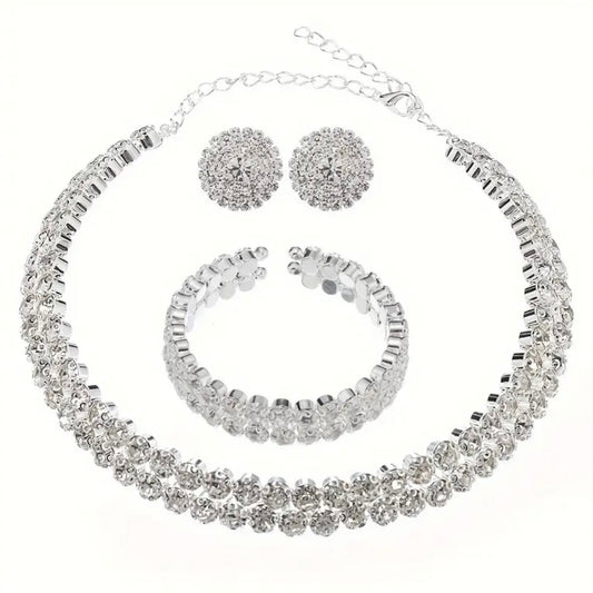 Round Rhinestone Jewelry Set