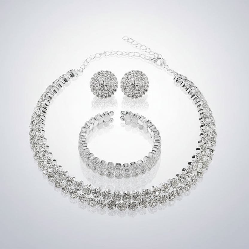 Round Rhinestone Jewelry Set