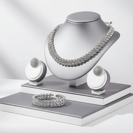 Round Rhinestone Jewelry Set