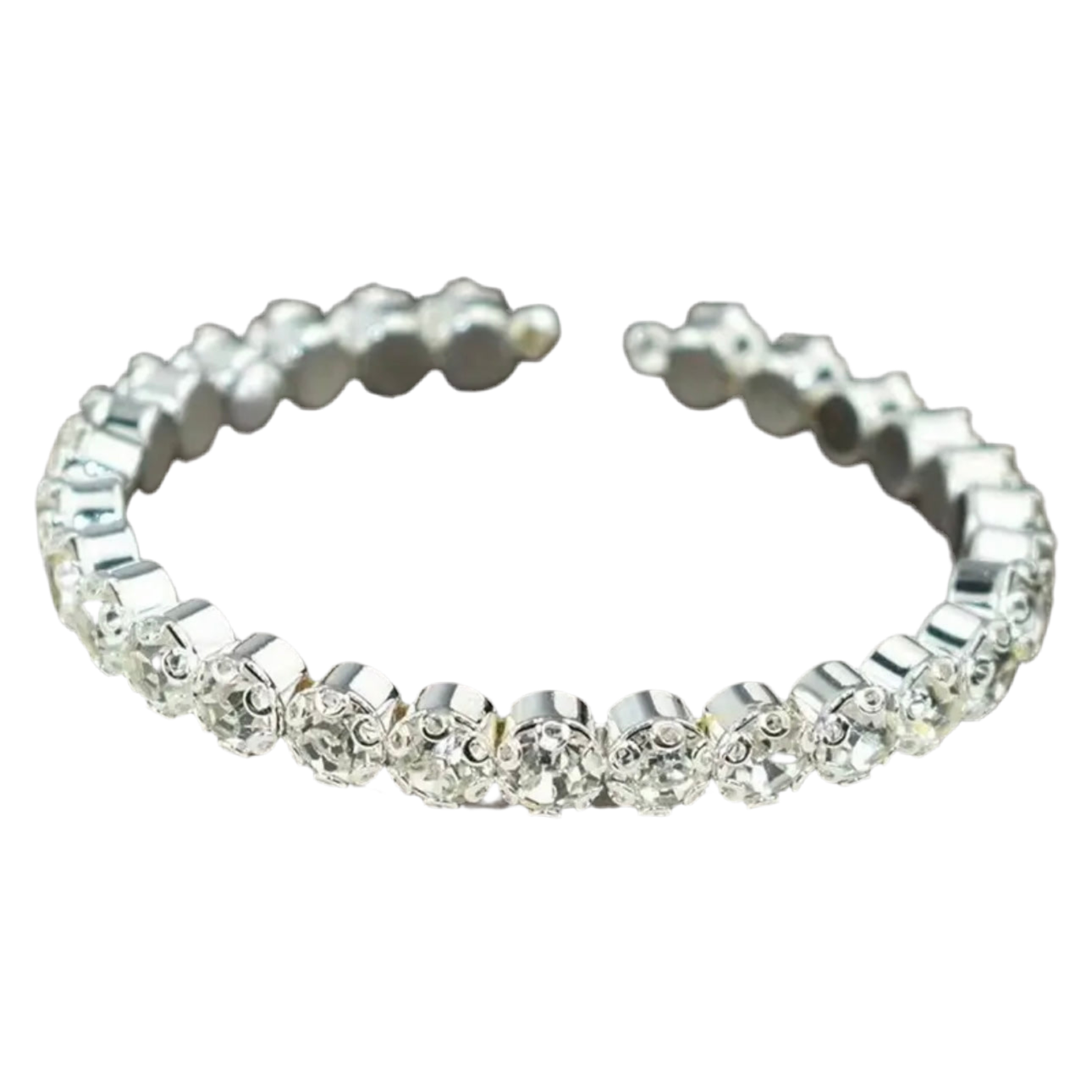 Clear Silver 3 Row Flexible Bracelet