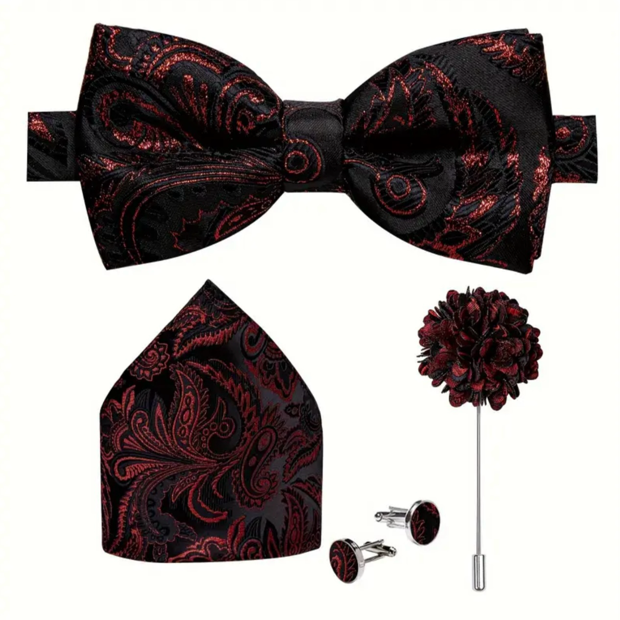 Black Red Bowtie Set