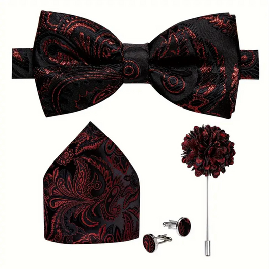 Black Red Bowtie Set