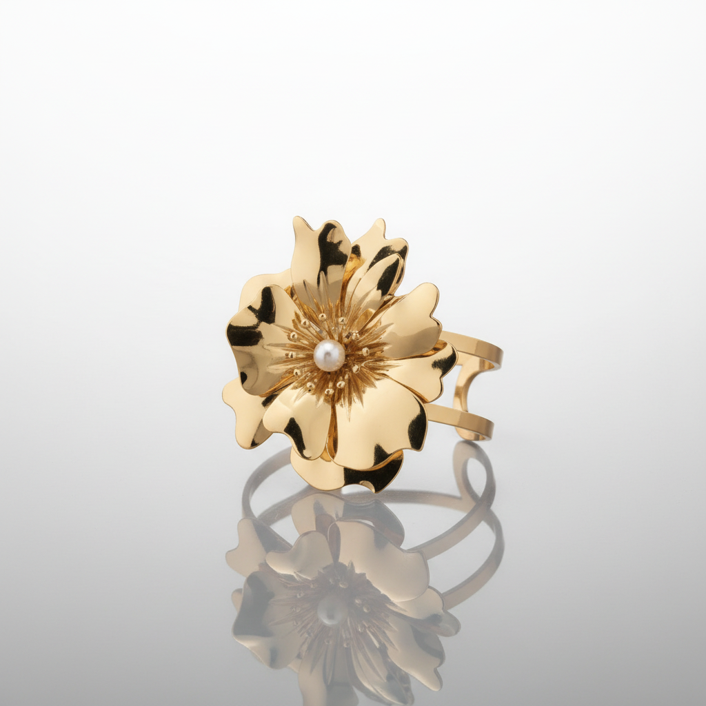 Gold Floral Cuff Bracelet