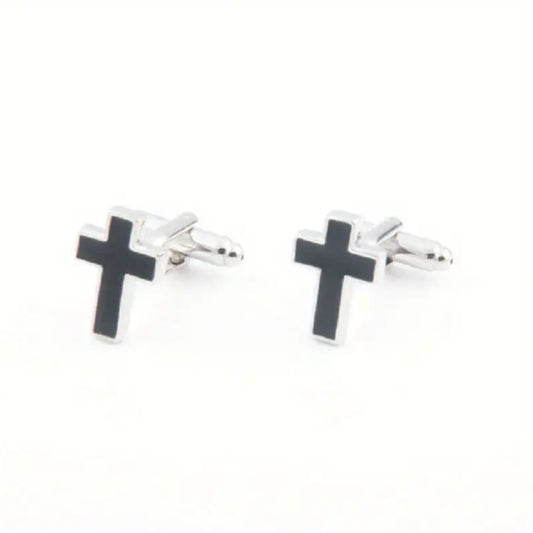 Cross Cufflinks in Black