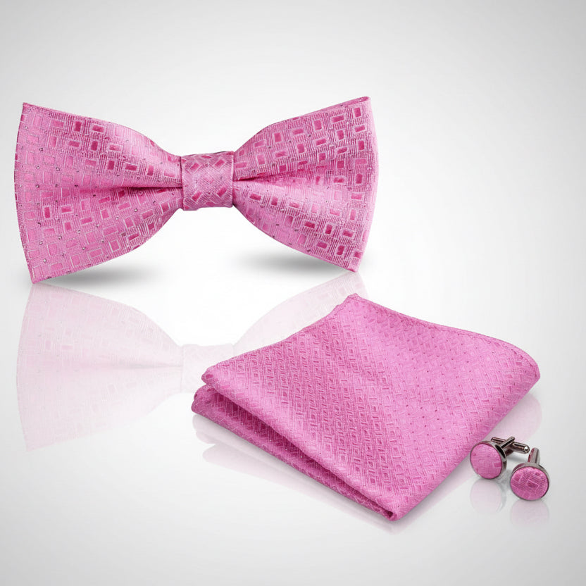Pink Silver Necktie Set