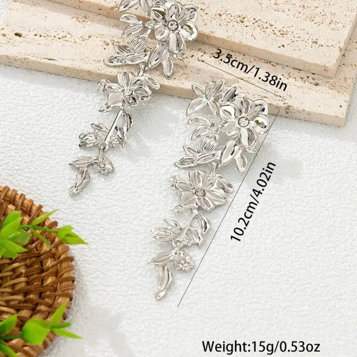 Floral Silver Earrings