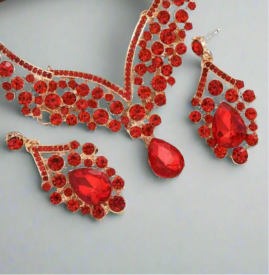 Teardrop Red Jewelry Set