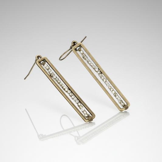 Beaded Bronze Drop Earrings