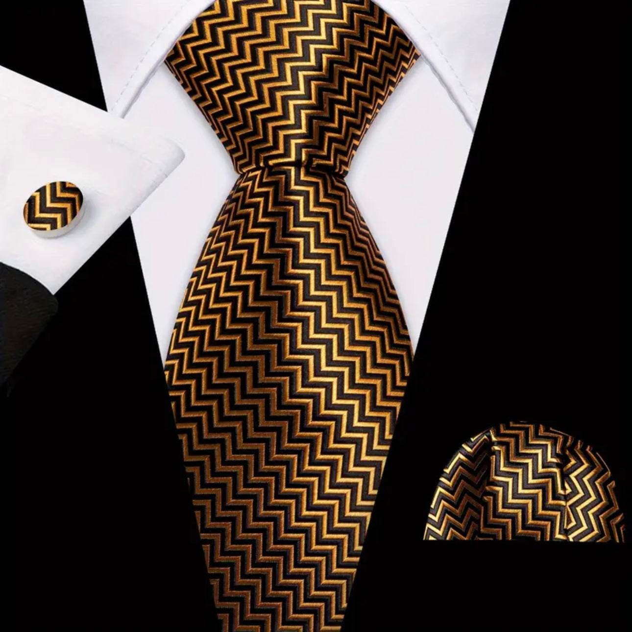 Gold & Black Barry Wang Necktie Sets