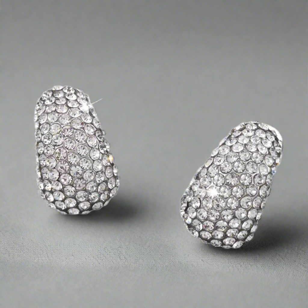Clear Rhinestone Clip Earrings