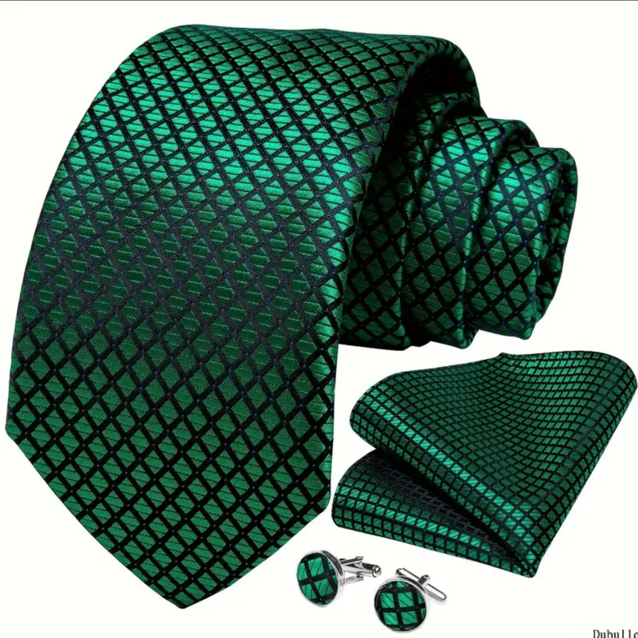 Green Black Plaid Necktie Box Set