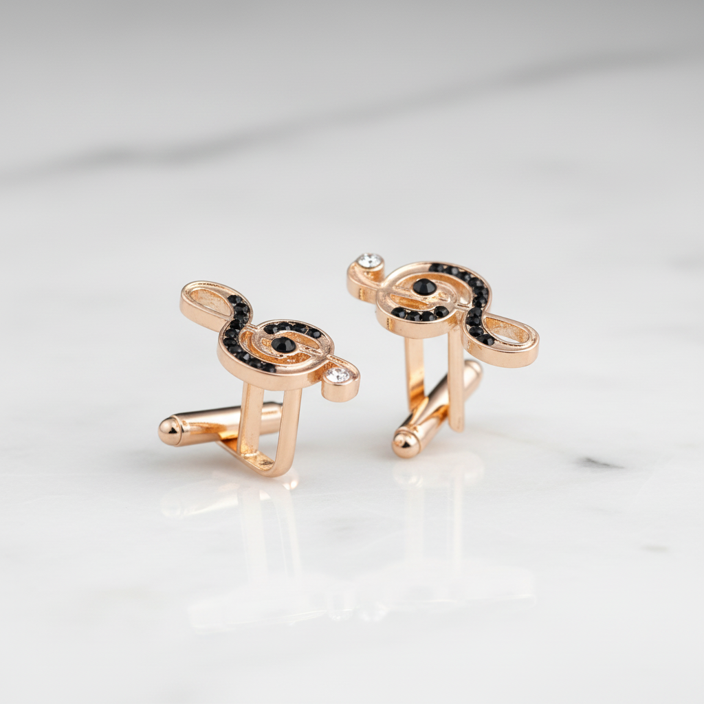 Music Note Gold Cufflinks