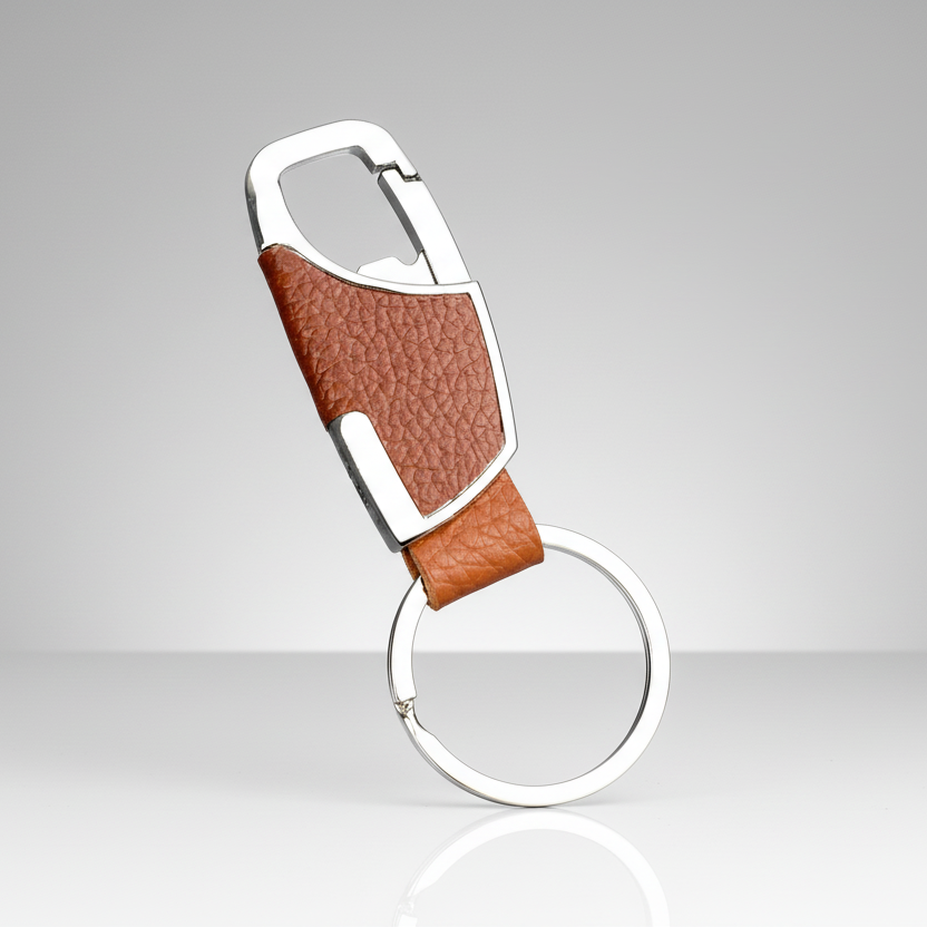 Brown Sleek Keychain With Clip