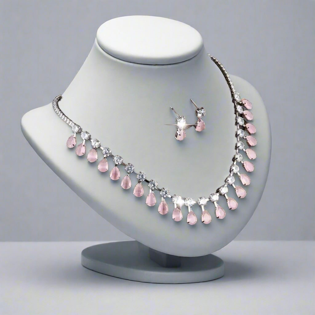 Pink Water Drop Jewelry Set