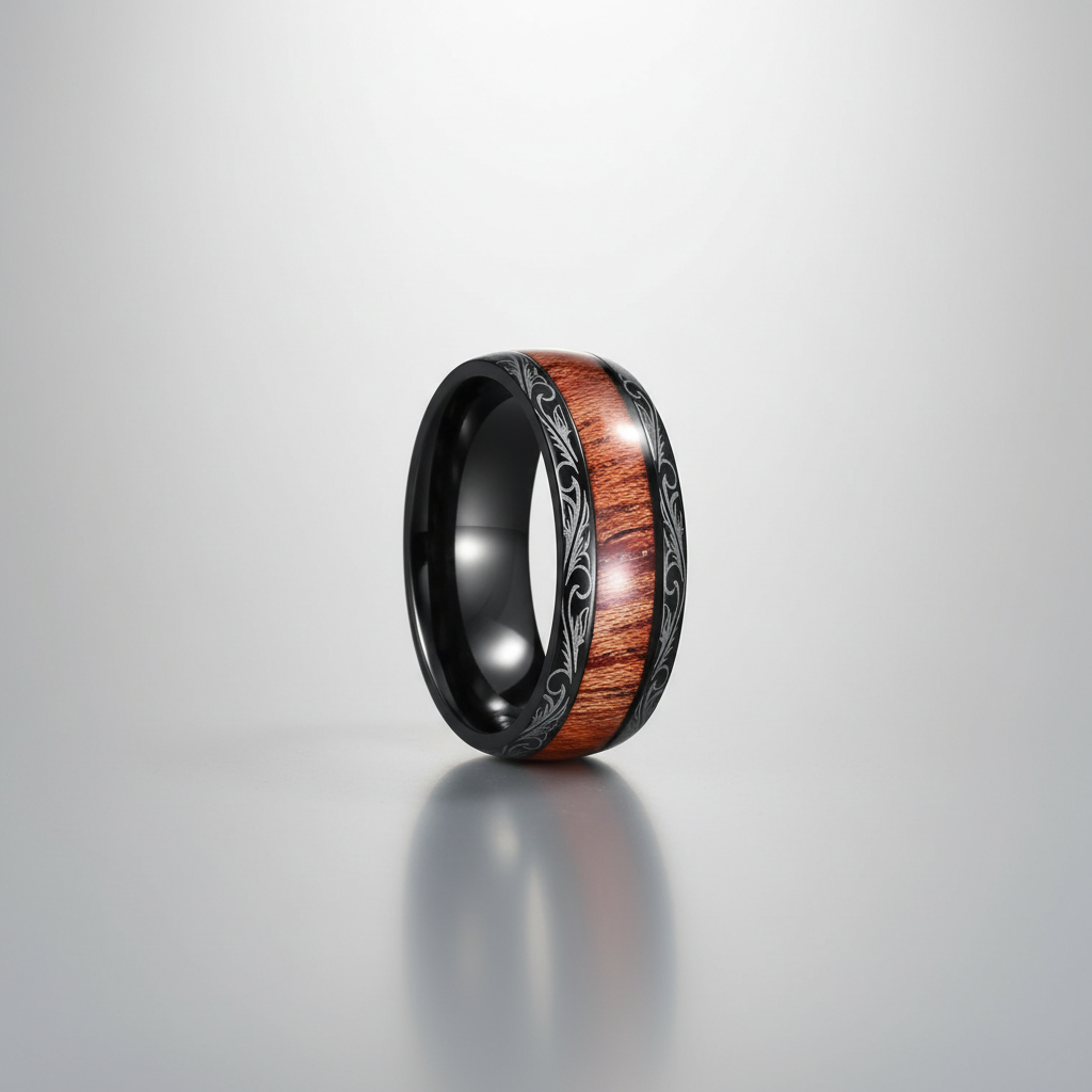 Wood Grain & Black Band