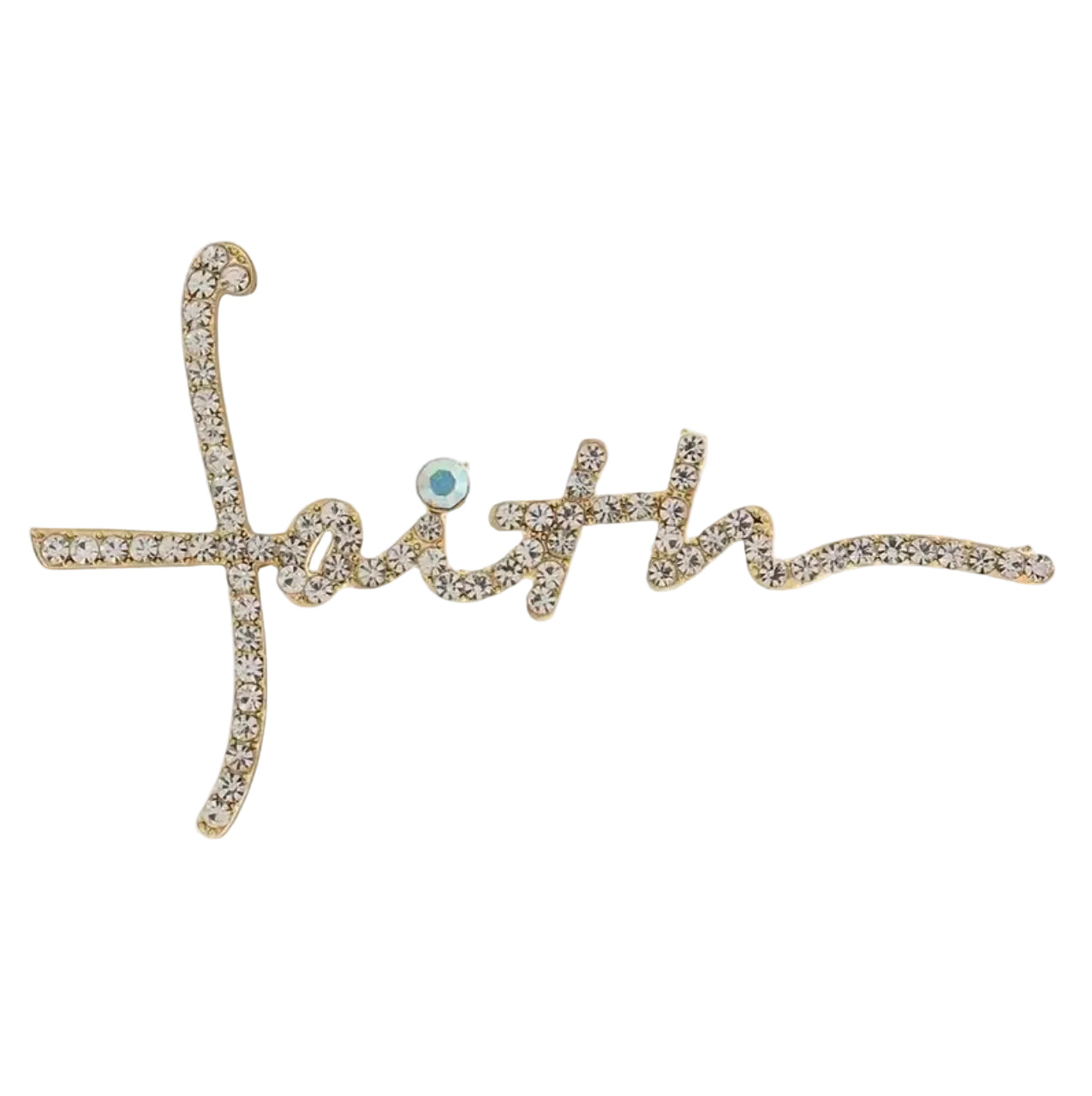 Faith Gold Rhinestone Brooch