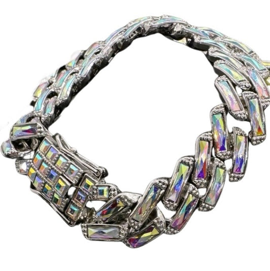 Iridescent (AB) Cuban Chain Bracelet