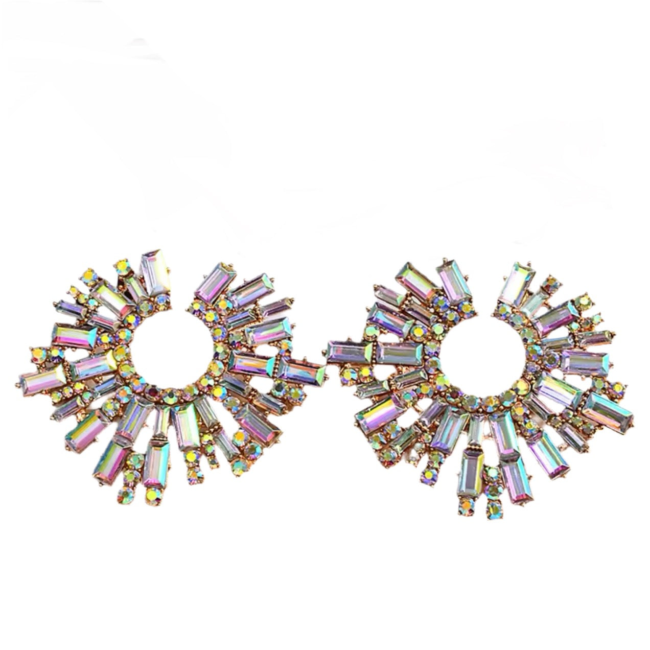 Bold Iridescent Gold Geometric Earrings