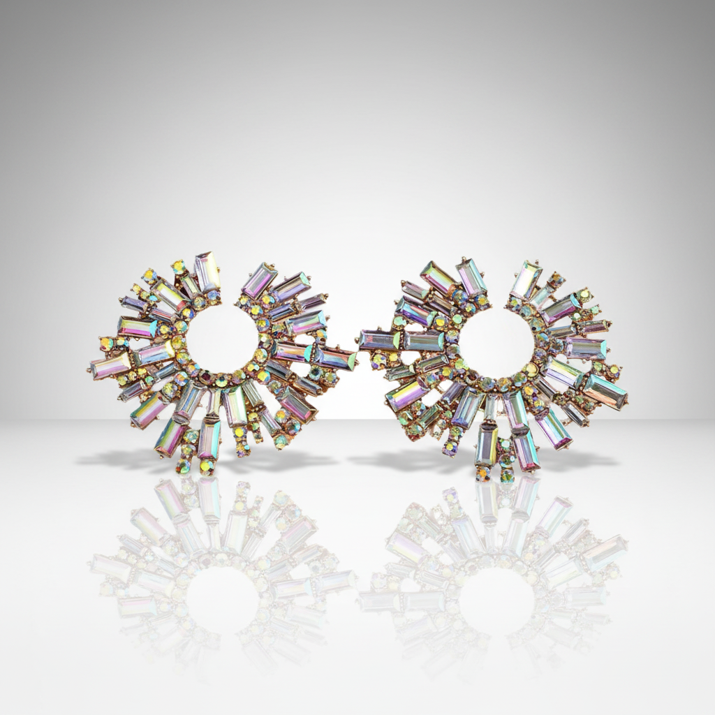 Bold Iridescent Geometric Earrings